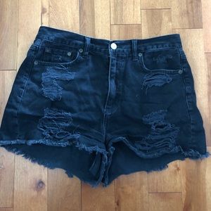 Black Ripped American Eagle Mom Jean Shorts